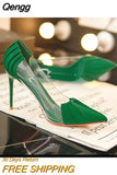 Niulatu Woman Pink Pumps Luxury Designer Metal Pointed Stiletto Shallow Mouth Single Shoes High Heels Women Green Party Shoes DJSE