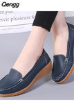 Niulatu Women Shoes 2025 New Leather Flat Shoes Slip On Women Loafers With Wedge Heels Casual Flats Zapatos Mujeres Moccasins Female DJSE