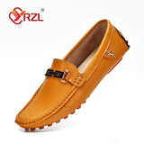 Niulatu Loafers Men Handmade Leather Shoes Casual Driving Flats Slip-on Shoes Moccasins Boat Shoes Black/White/Blue Plus Size DJSE