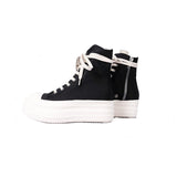 Niulatu Women Canvas Shoes Luxury Trainers Platform Boots Lace Up Sneakers Casual Height Increasing Zip High-TOP Black PU Shoe DJSE