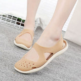 Niulatu Women Sandals Soft Flat Jelly Shoes Slip On Female Casual Girl Sandals Hollow Out Mesh Flats Beach Shoes New 531 DJSE