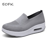 Niulatu Women Flat Platform Shoes Sneakers Round Toe Slip-on Flat Bottom Wedge Walking Shoes Solid 2025 Summer Breathable Casual Mesh PU DJSE