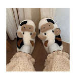 Niulatu Cotton Warm Home Slippers Women's Winter Anti-Skid Thick Bottom Plush Indoor Household Shoes Lovely Cow Animal Slipper DJSE