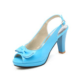 Niulatu High Heels Woman Pumps Sexy Open Toe Fish Mouth Shoe Woman Bowknot Party Sandals Ladies Summer Slingback Shoes DJSE