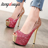 Niulatu heels summer women Super High Heels Sexy shoes platform shoes pumps Wedding Party 14cm womens platform high heels DJSE