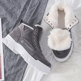 Niulatu Women Boots Platform Lace Up New Winter Boots Woman Warm Plush Shoes Fashion Ankle Boots Ladies Casual Shoes Snow Boots Female DJSE