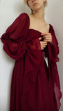 Niulatu Romantic A-Line Burgundy Prom Dress Evening Dress HZ1007