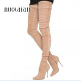 Niulatu Brand Stretch Suede Leather Thigh High Heels boots Women Winter Boots Stiletto Heels Sexy Over the Knee Boots Female Shoes DJSE