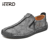 Niulatu Leather Men Shoes Casual Slip On Men Loafers Qlity Split Leather Shoes Men Flats Hot Sale Moccasins Shoes Plus Size DJSE