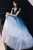 Niulatu navy blue tulle long prom dress, green tulle evening dress HZ0113