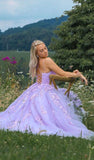 Niulatu lilac long prom gowns, chic lace prom dresses, formal evening dresses for teens HZ0113