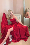 Niulatu long prom dress with spaghetti straps, lace up back and side slit HZ0113