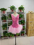 Niulatu V Neck Pink Short Homecoming Dress and Bottom Tulle Ruffles Pink Birthday Outfit Dress HZ1007