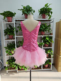 Niulatu V Neck Pink Short Homecoming Dress and Bottom Tulle Ruffles Pink Birthday Outfit Dress HZ1007