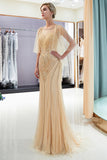 Niulatu Long Mermaid Jewel Tulle Beading Prom Dress with HZ1007
