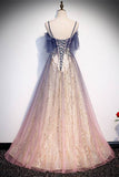 Straps Pink and Navy Blue Ombre Long Party HZ0308