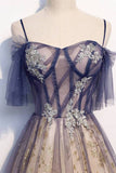 Straps Pink and Navy Blue Ombre Long Party HZ0308