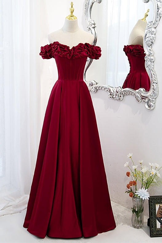 Off the Shoulder Wine Red A-line Princess HZ0308