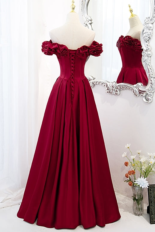 Off the Shoulder Wine Red A-line Princess HZ0308