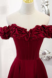 Off the Shoulder Wine Red A-line Princess HZ0308