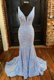 Light Blue Sequin Mermaid Long Formal HZ0308