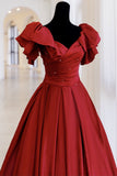 Red Ball Gown with Bell Sleeves and Lace UP HZ0308