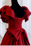 Red Ball Gown with Bell Sleeves and Lace UP HZ0308