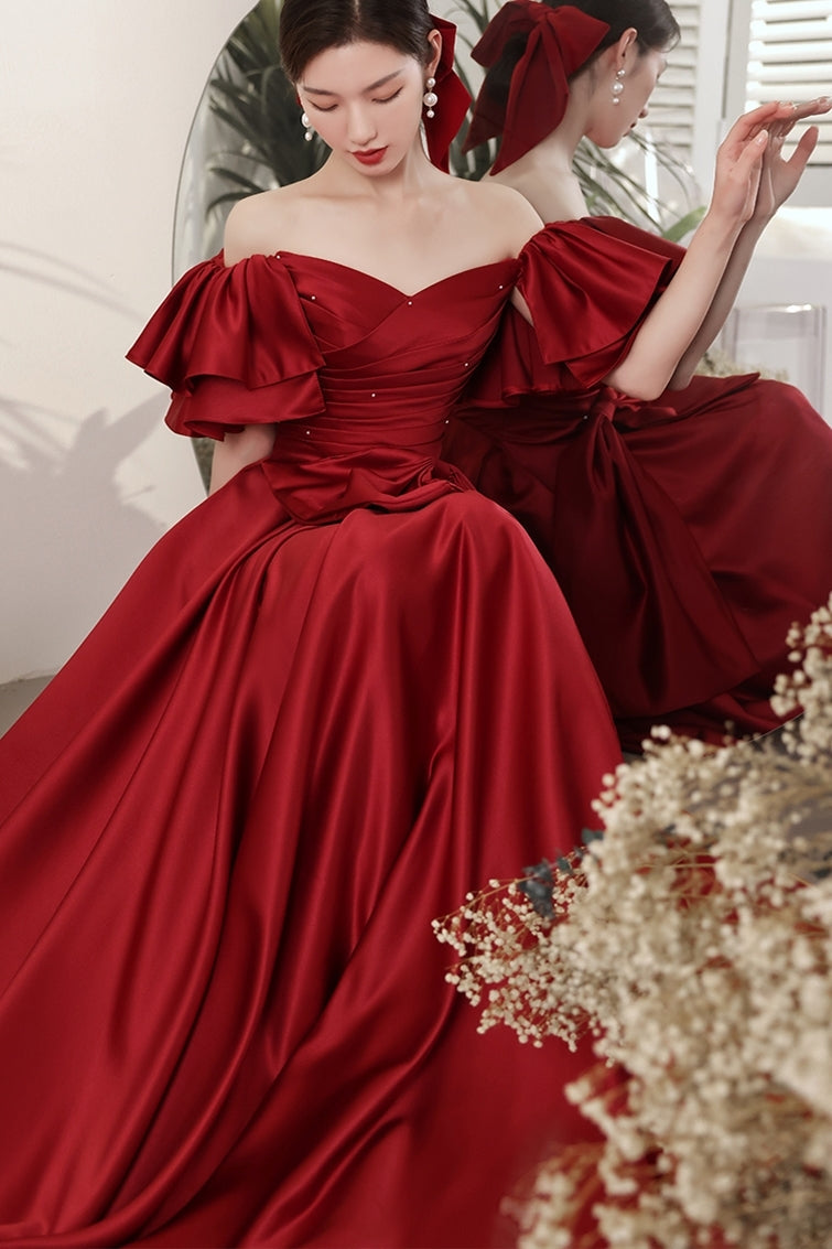 Red Ball Gown with Bell Sleeves and Lace UP HZ0308