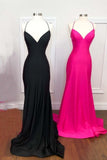 Straps Hot Pink Mermaid Simple Long Prom HZ0308