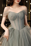 Off the Shoulder Grey Formal HZ0308