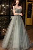 Off the Shoulder Grey Formal HZ0308