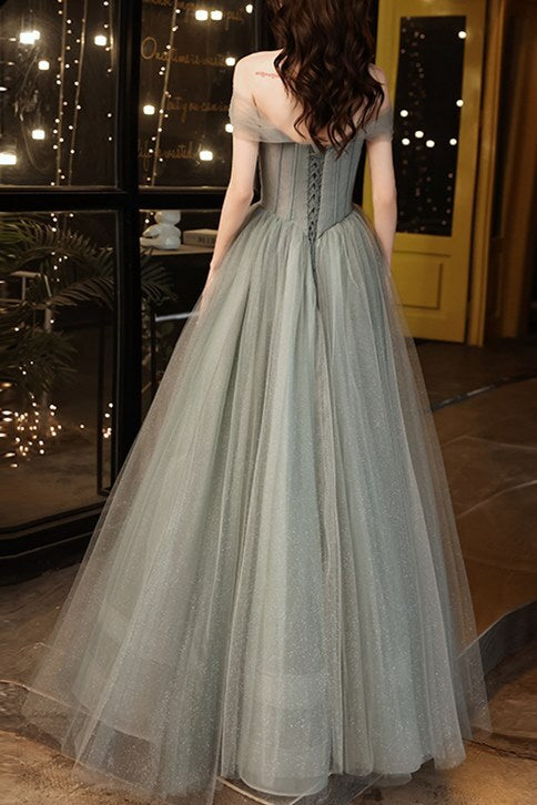 Off the Shoulder Grey Formal HZ0308