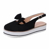Niulatu Women Bowtie Platform Flat Loafer Summer Shoes Ladies Slip On Cover Heel Shoes Female Sewing Woman Fashion Footwear Plus Size DJSE