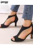 Niulatu Women 2025 New Simple Back Zipper Fishmouth High Heels Women Shoes Summer Fashion Stiletto Women Sandals DJSE