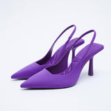 Niulatu Heels 2025 Summer Suit Comfort Shoes For Women Sandals Female Purple New Girls Low Pointed High Black Big Large Size DJSE