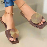 Niulatu Women Slippers Summer New Casual Flat Beach Shoes Female Non-slip Retro Rome Slides Large Size Outdoor Comfortable Sandals DJSE
