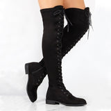 Niulatu New Sexy Women's Winter Boots Thigh High Boots Lace Up Rubber Female Shoes Rome Style Over The Knee Long Boot for Women DJSE