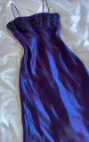 Niulatu Purple Satin A Line Long Prom Dress Formal Evening Dress HZ1007