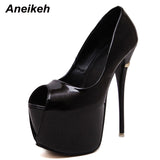 Niulatu Classic Red Wedding Shoes Women Ultra High Heels Platform Thin Heel Shoes Shallow Party Dress Peep Toe Pumps DJSE