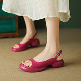 Niulatu High Heel Sandals Women's Peep-toe shoe Luxury Buckle Casual Thick Heel Sandals DJSE
