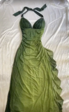 Niulatu Halter Ombre Green V Neck Chiffon Long Prom Dress Party Evening Gown HZ1007