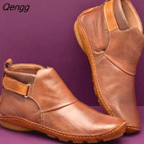 Niulatu Women Boots 2025 Fashion British Style Hook & Loop Flat With Round Toe Solid Casual Winter Boots Women Shoes DJSE
