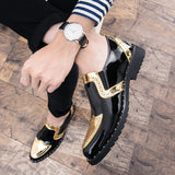 Niulatu leather shoes Casual Men Brogue Patent Leather Shoes Man lace up Oxford Dress Shoes Elevator Formal club party shoes DJSE