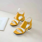 Niulatu 36-43 Women Shoes 2025 Summer New Fashion Open Toe Modern Roma Sandals Med Trick Heels Black White Yellow Footwear DJSE
