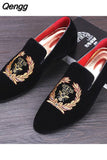 Niulatu Men's Fashion Suede Leather Loafers Mens Rivets Embroidery Rhinestone Party Flats Man Moccasins Oxfords Casual Shoes DJSE