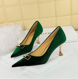 Niulatu Spring New Brand Women Slipper Fashion Big Rivet Ladies Elegant Sandal Thin High Heel Pointed Toe Mules Shoes DJSE
