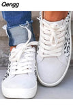 Niulatu Canvas Shoes New Light Slip on Flat Ladies Casual Shoes Woman Loafers White Sneakers Leopard Flats Plus Size DJSE