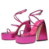 Niulatu Open Toe Platform Flared High Heels women's Sandals Ankle Strap Buckle Summer Fashion Dress Wedding Party Shoes Woman DJSE