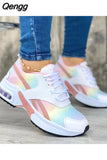 Niulatu Women's Fashion Casual Shoes Solid Color Lace Up Sneakers Mesh Breathable Plus Size Platform Shoes Zapatillas De Mujer DJSE