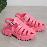 Niulatu To School Summer Fashion Gladiator Women Narrow Band Cross-Tied Platform Square Heel Peep Toe Rome Design Sexy Mature Shoes Ladies Female DJSE